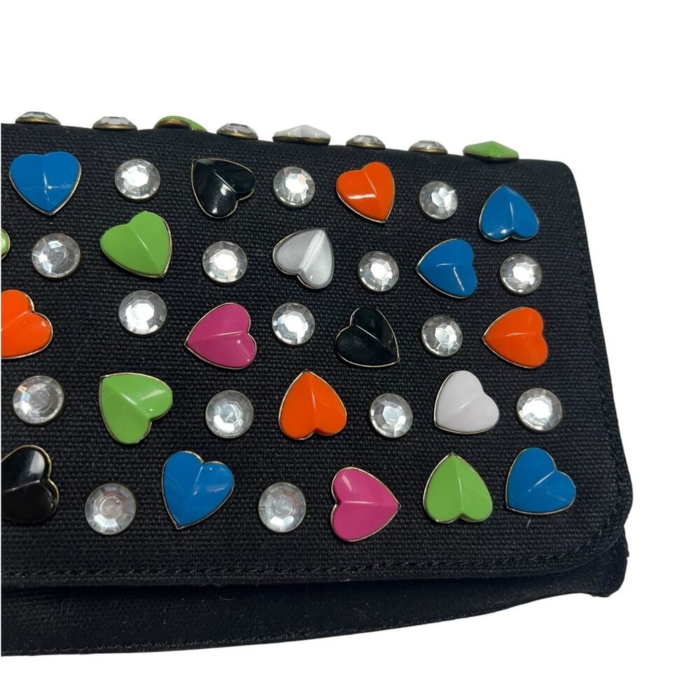 NWT Betsey Johnson Rare Candy Shop Colorful Hearts EW Flap Clutch Bag $150 - Picture 4 of 11
